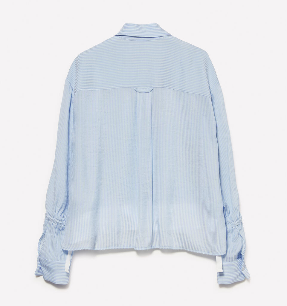 Light blue striped cropped shirt - women's shirts - Light Blue | Sisley image number 6